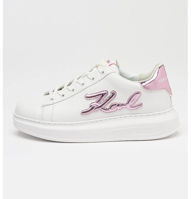 Кожени спортни обувки с лого - Лилав/Бял Karl Lagerfeld