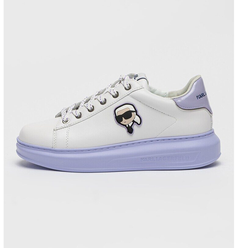 Кожени спортни обувки с лого - Лилав/Мръснобял/Сребрист Karl Lagerfeld