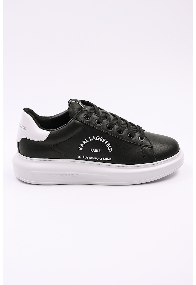 Кожени спортни обувки с лого - Черен Karl Lagerfeld