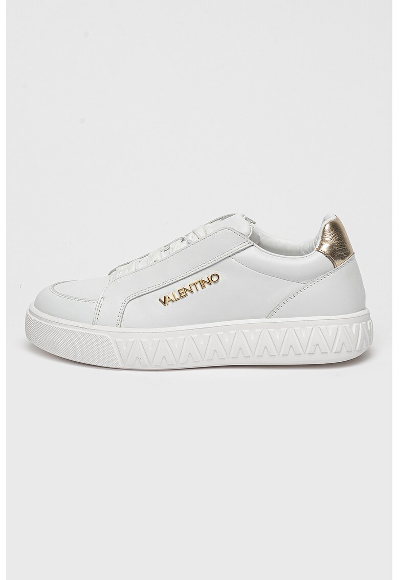 Кожени спортни обувки с нисък профил - Бял/Златист Valentino