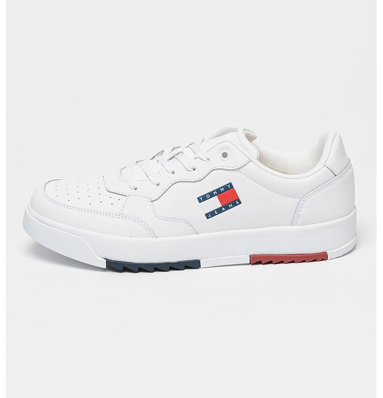 Кожени спортни обувки с нисък профил - Червен/Бял/Тъмносин Tommy Jeans