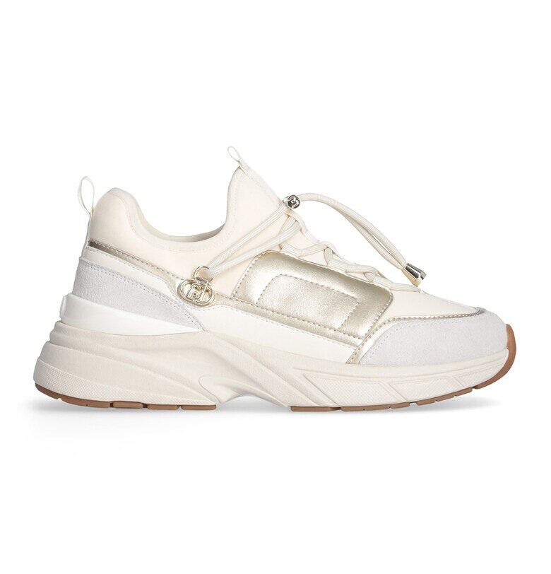 Кожени спортни обувки с текстил - Златист/Крем Liu Jo