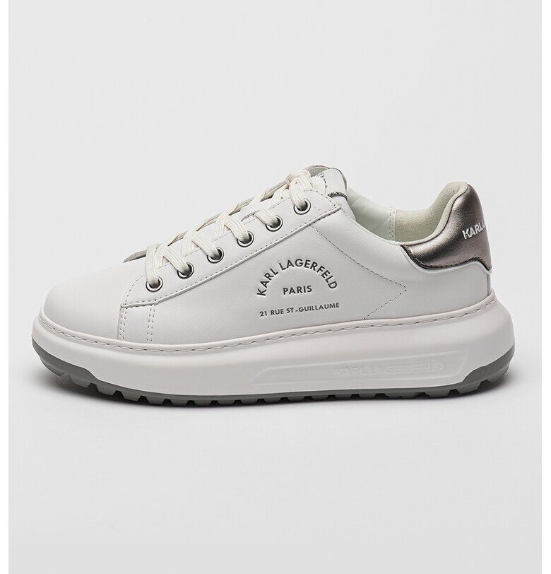 Кожени спортни обувки със скосена подметка - Бял Karl Lagerfeld