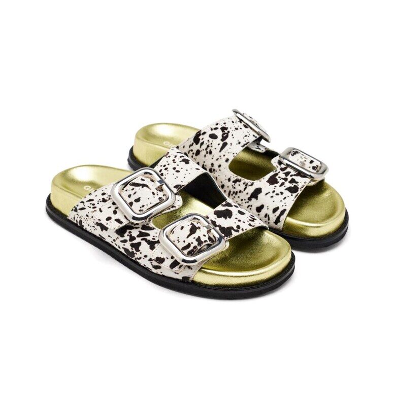 Кожени чехли Mifflin с принт - Тъмнокафяв/Бежов Gioseppo