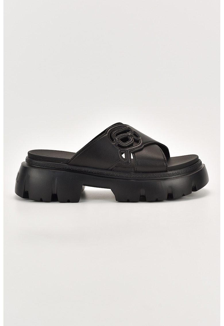 Кожени чехли с масивна подметка - Черен Karl Lagerfeld