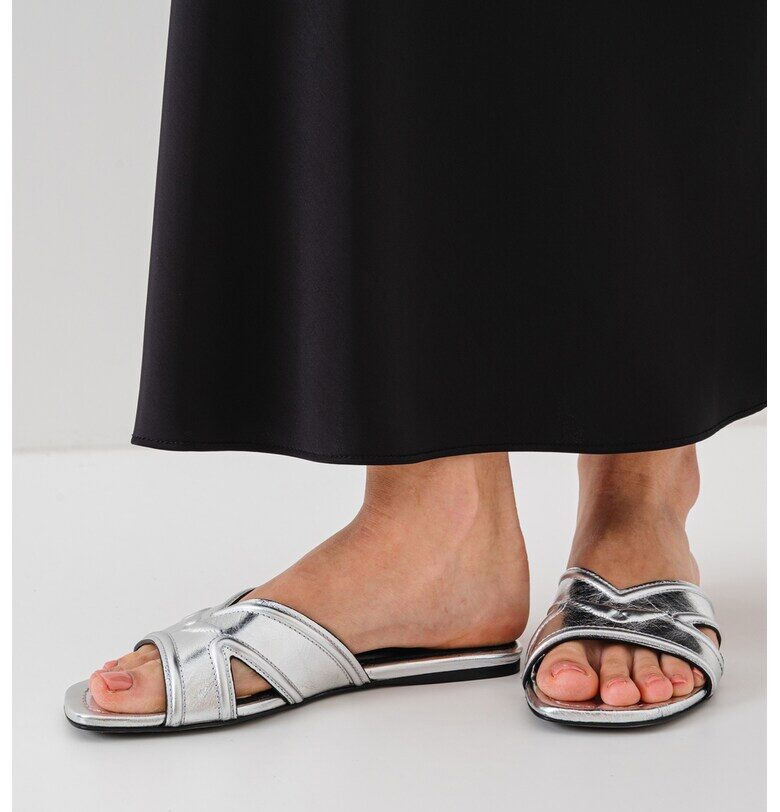 Кожени чехли с метализиран ефект - Сребрист Zadig  Voltaire