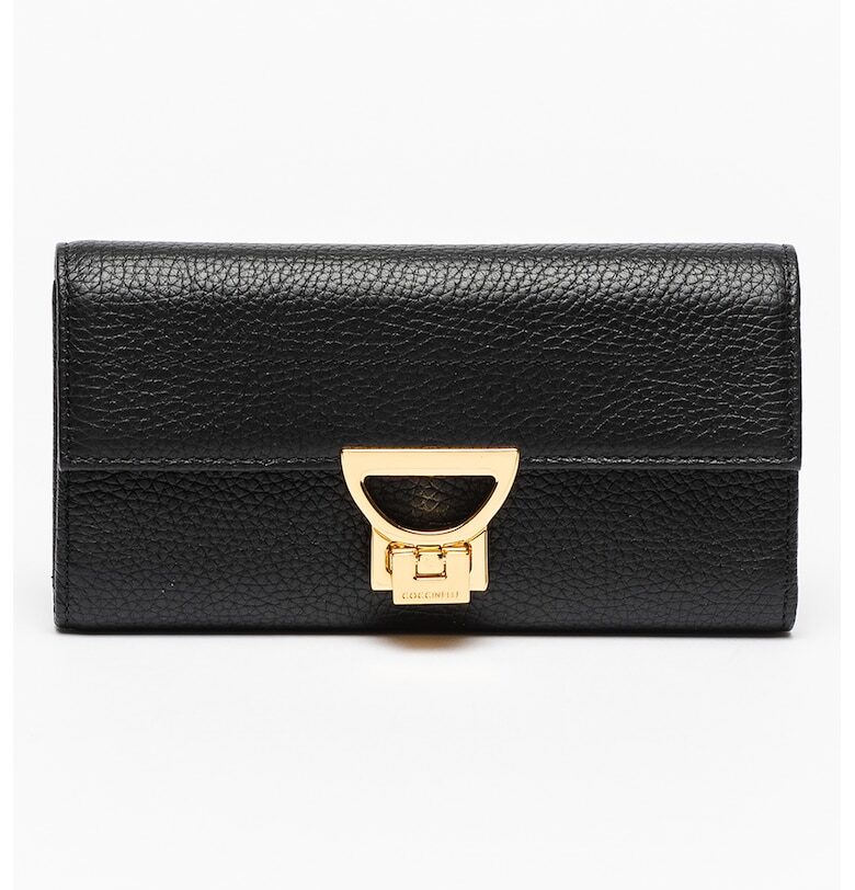 Кожено портмоне Arlettis с тройно прегъване - Черен COCCINELLE