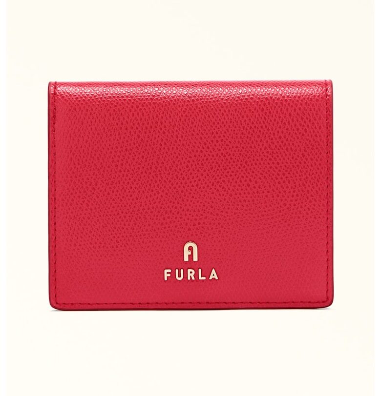 Кожено портмоне Camelia с двойно прегъване - Аленочервен Furla