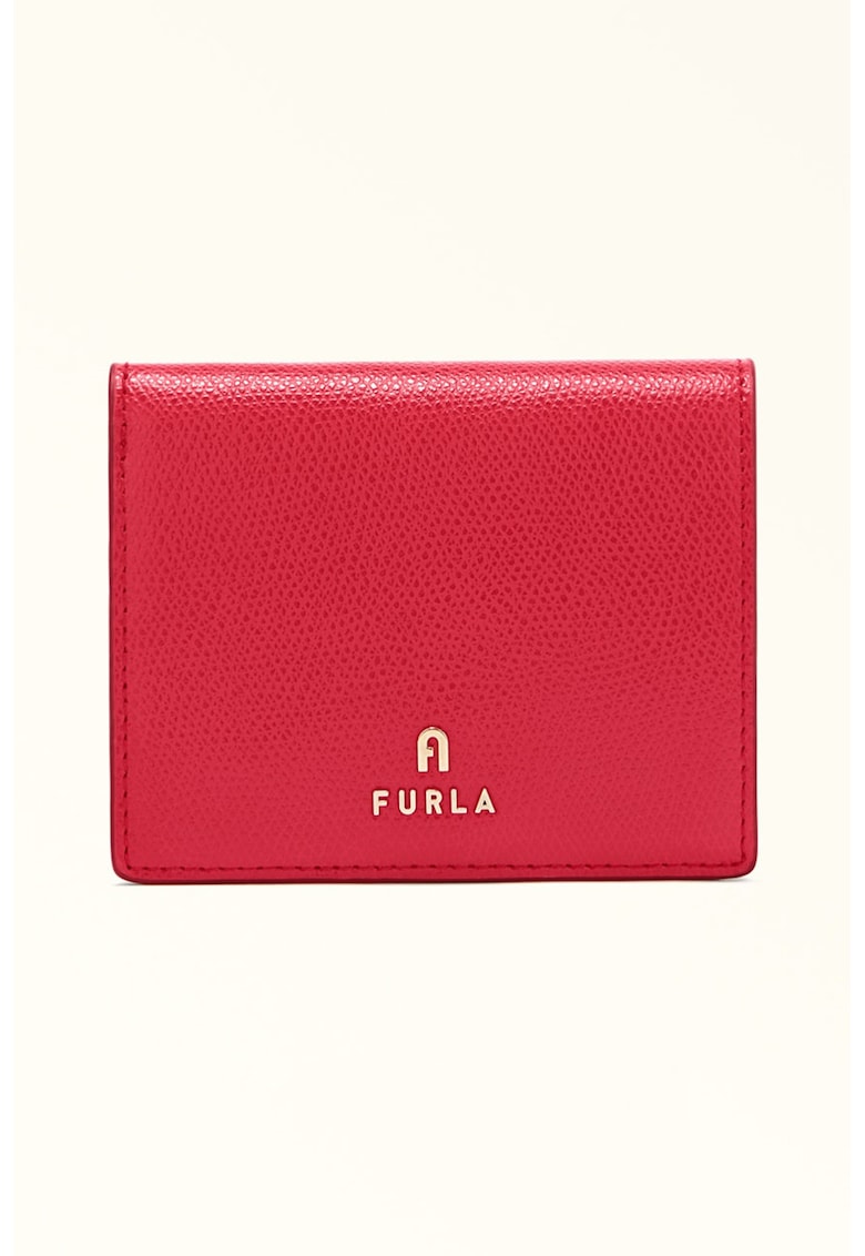 Кожено портмоне Camelia с двойно прегъване - Аленочервен Furla