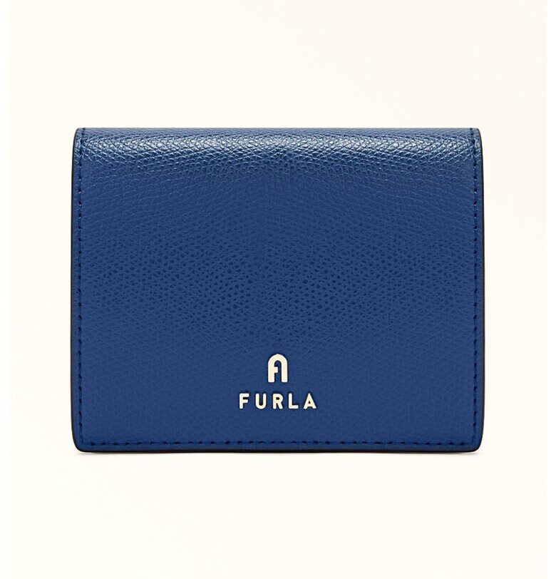 Кожено портмоне Camelia с двойно прегъване - Тъмносин Furla