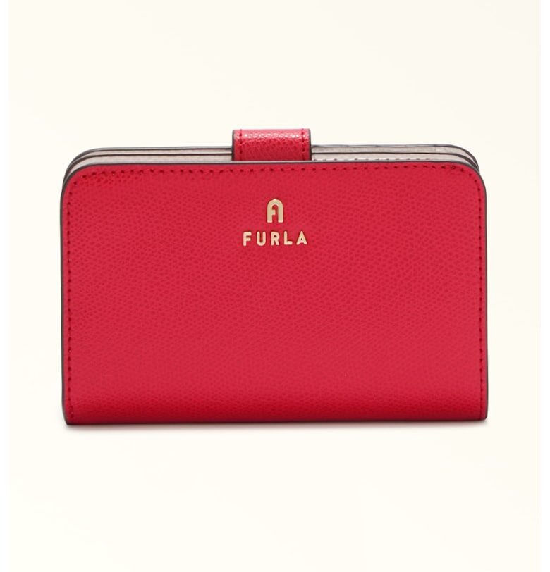 Кожено портмоне Camelia с лого - Аленочервен Furla