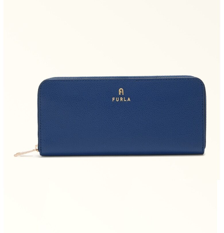 Кожено портмоне Camelia с цип - Син Furla