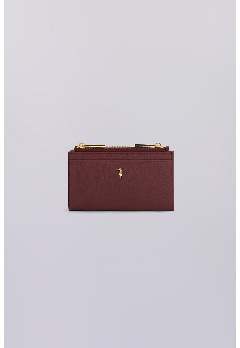 Кожено портмоне с двойно прегъване - Бордо Trussardi