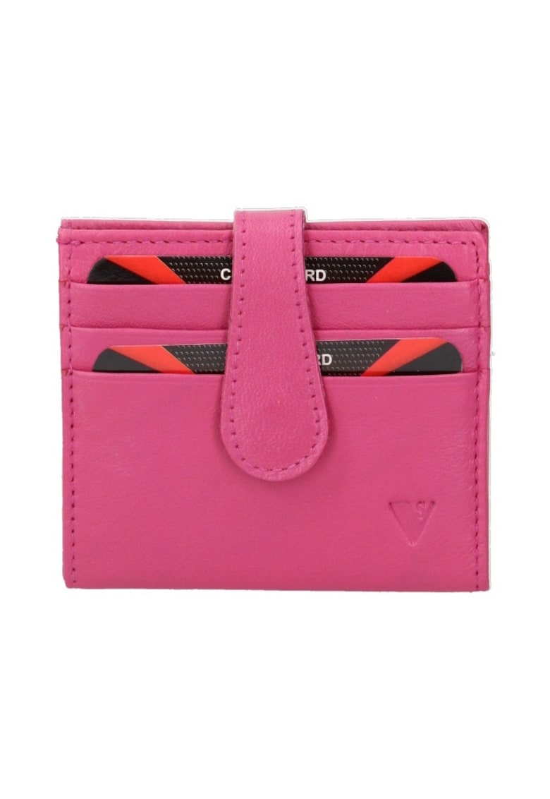 Кожено портмоне с двойно прегъване - Фуксия Sergio Valentini