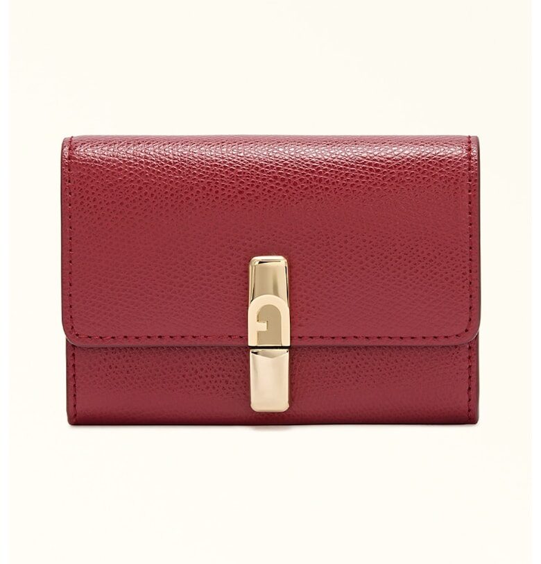 Кожено портмоне с капаче - Тъмночервен Furla
