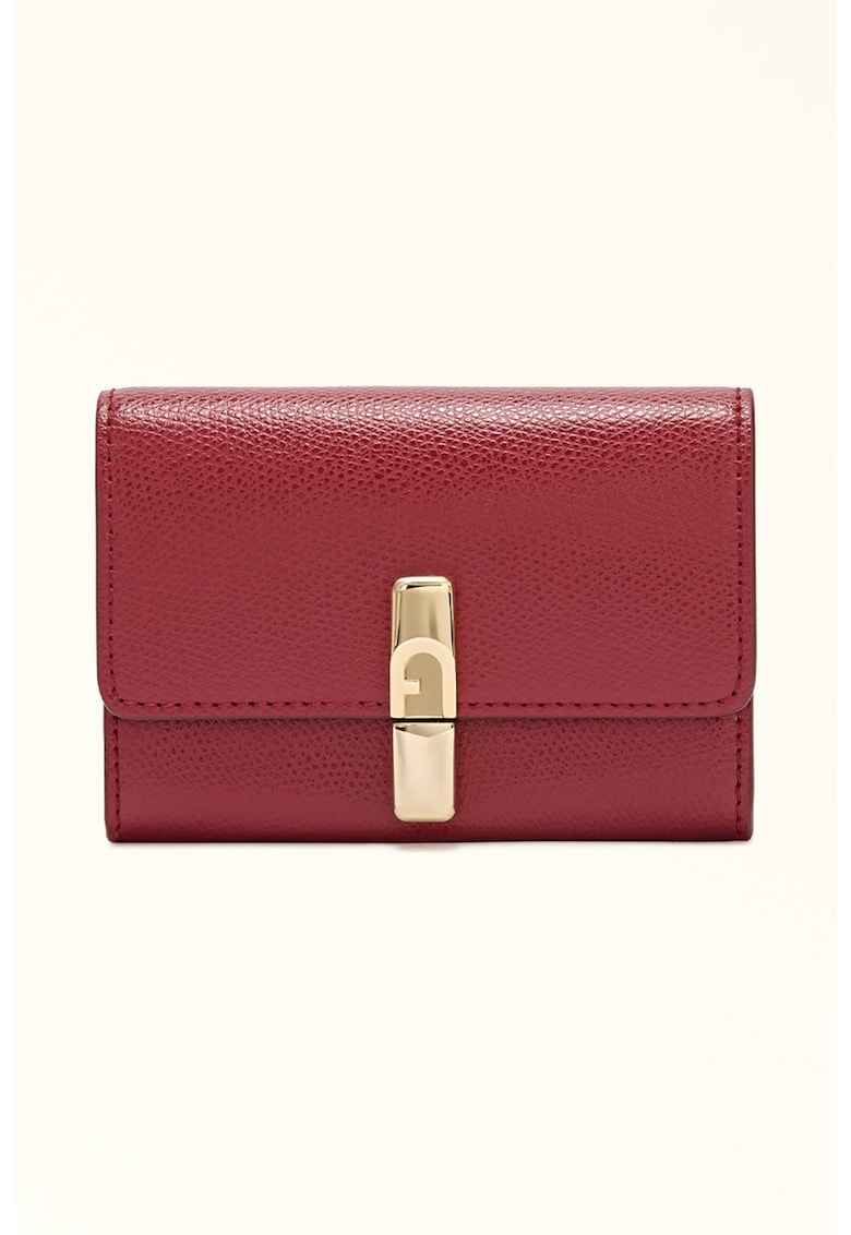 Кожено портмоне с капаче - Тъмночервен Furla