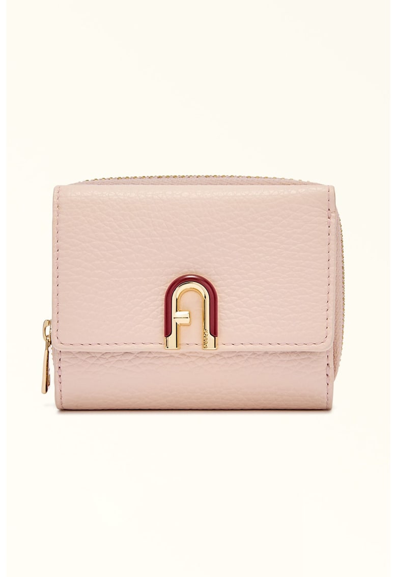Кожено портмоне с лого - Бледо розово Furla