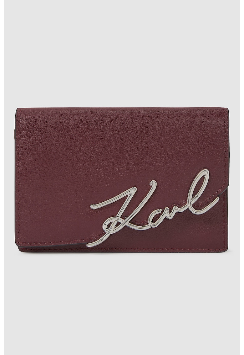 Кожено портмоне с лого - Бордо Karl Lagerfeld