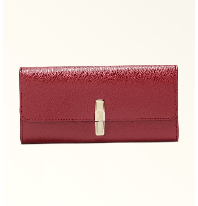 Кожено портмоне с лого - Тъмночервен Furla