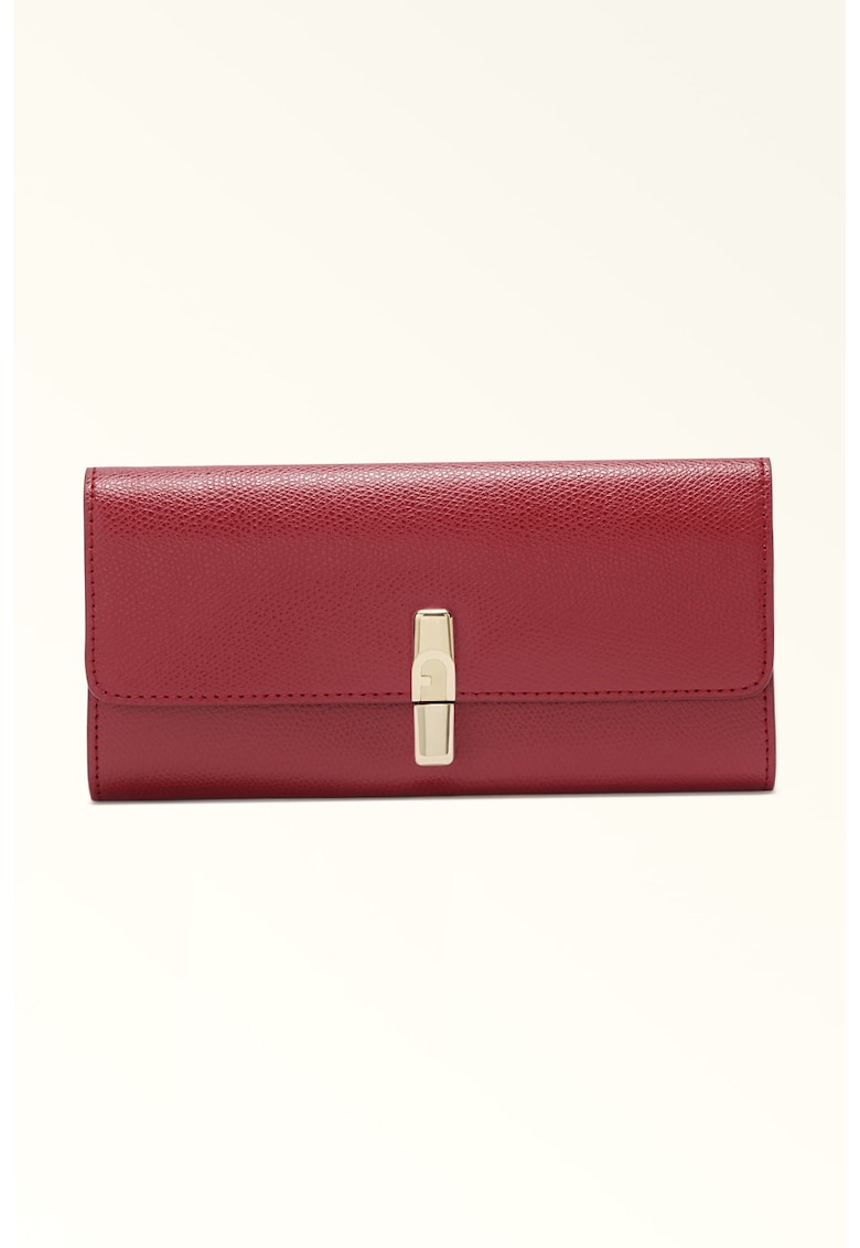 Кожено портмоне с лого - Тъмночервен Furla