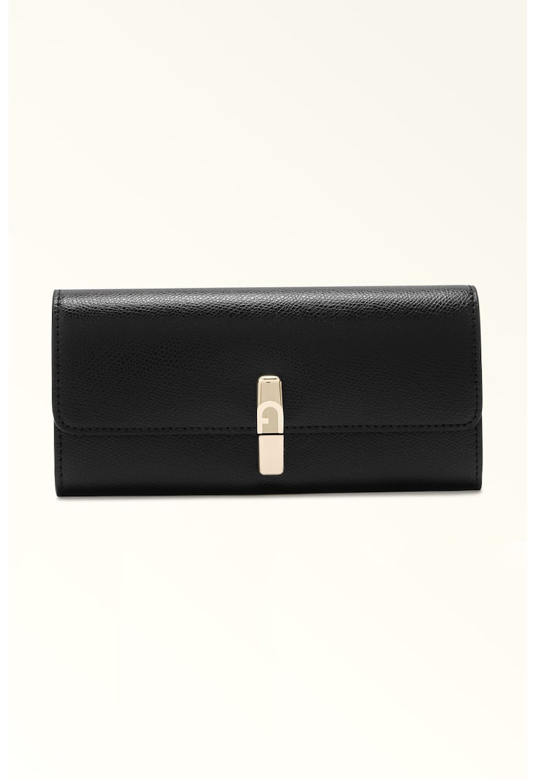 Кожено портмоне с лого - Черен Furla
