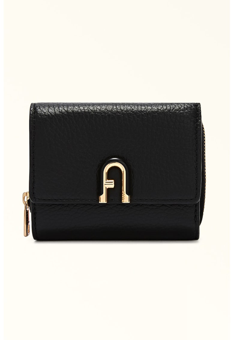 Кожено портмоне с лого - Черен Furla