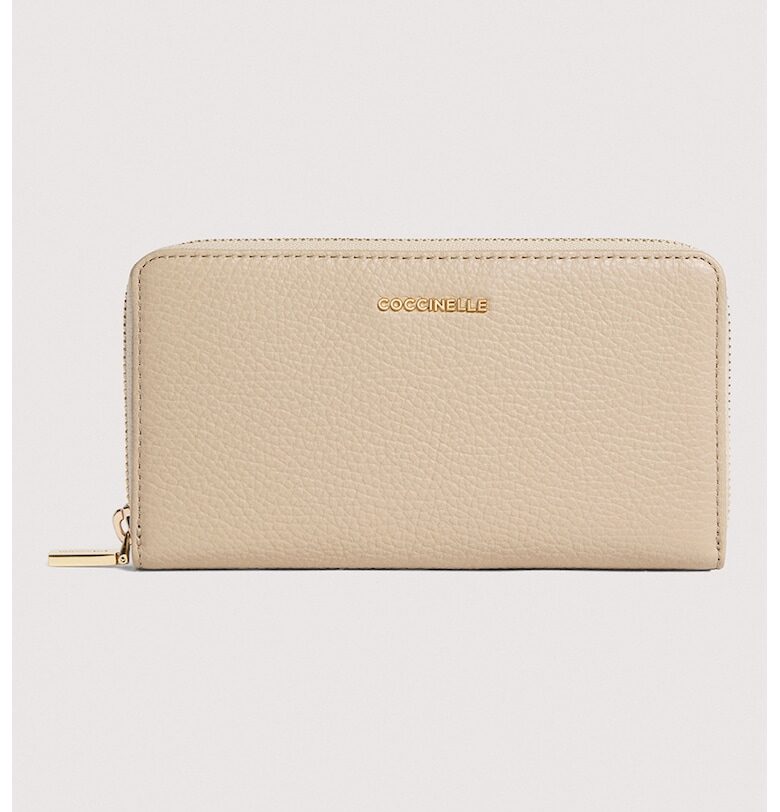 Кожено портмоне с цип - Бежов COCCINELLE