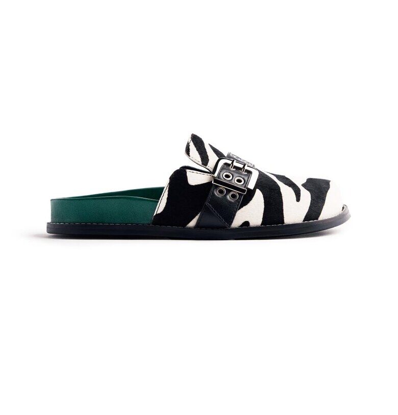 Кожено сабо Beulah с кожа с косъм - Черен Gioseppo