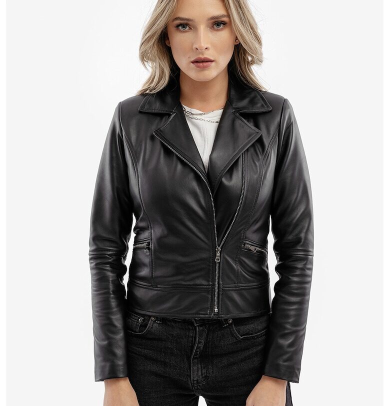 Кожено яке Alexa по тялото - Черен Gerali