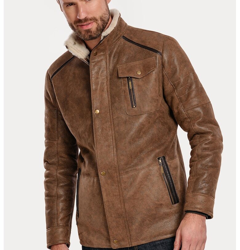 Кожено яке Lumberjack - Канелено кафяво Gerali
