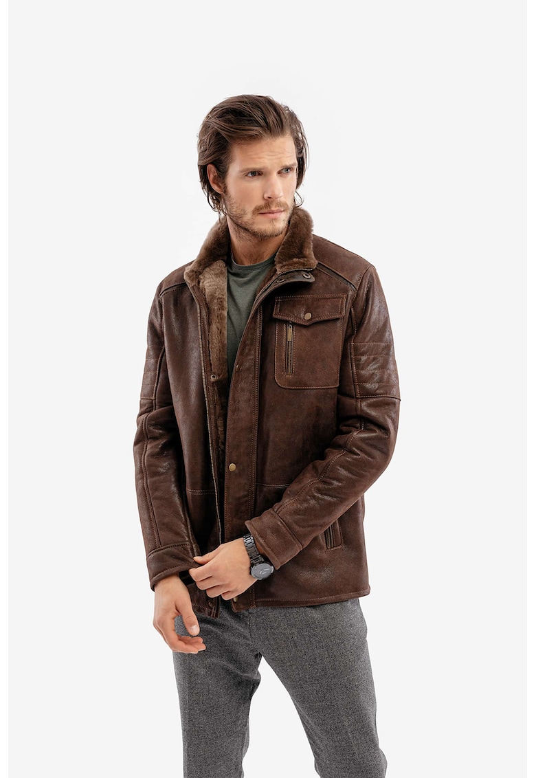 Кожено яке Lumberjack - Кафяв Gerali