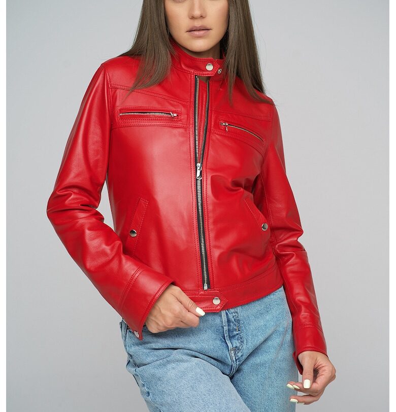 Кожено яке - Аленочервен AA Vesa