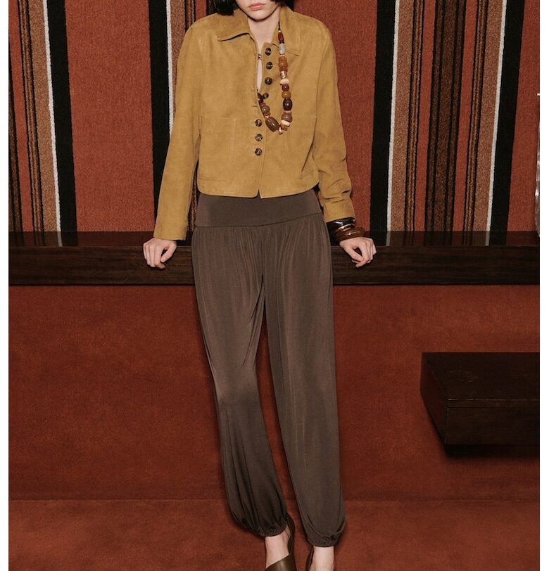 Кожено яке с джобове - Карамел Mango