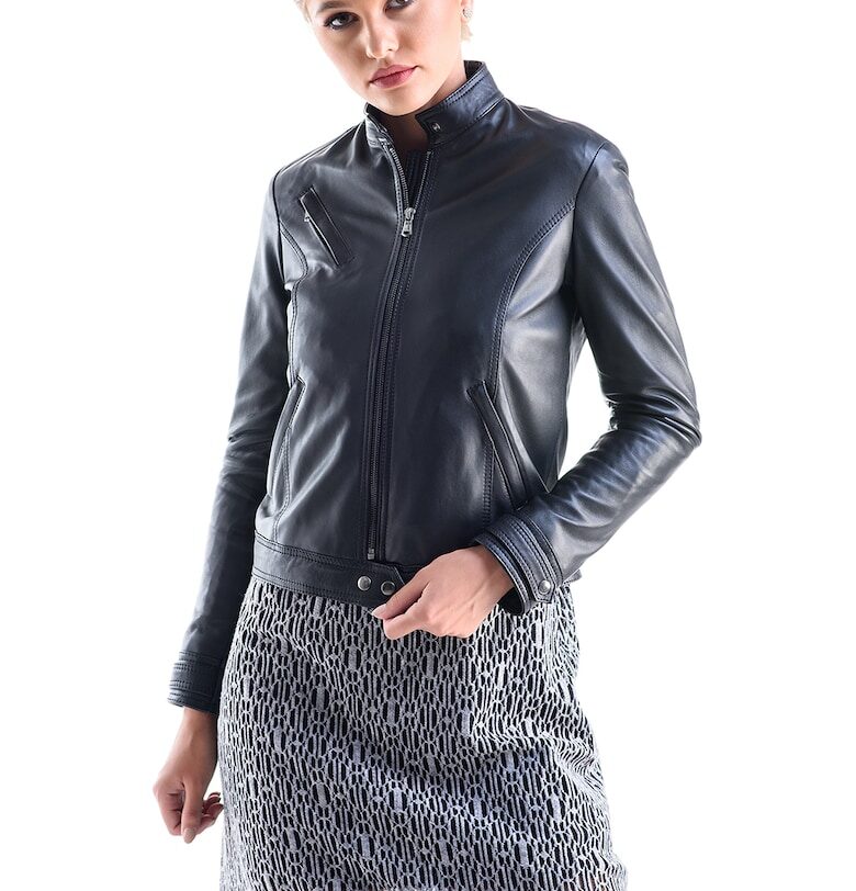 Кожено яке с джобове - Черен AA Vesa