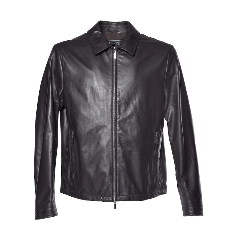 Кожено яке с джобове с цип - Тъмнокафяв Baldinini