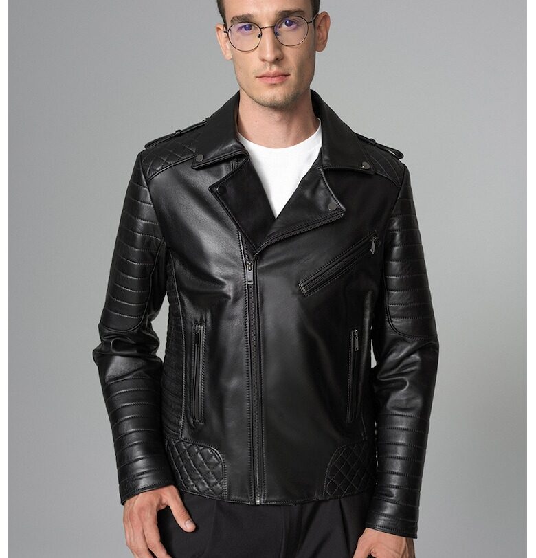 Кожено яке с капитонирани панели - Черен AA Vesa