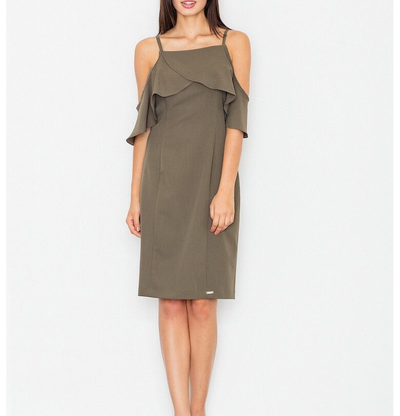 Коктейлна рокля -  елегантна - зелена - полиестер Figl