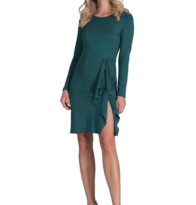 Коктейлна рокля  зелена - фабрично качество - вискоза - полиестер Figl