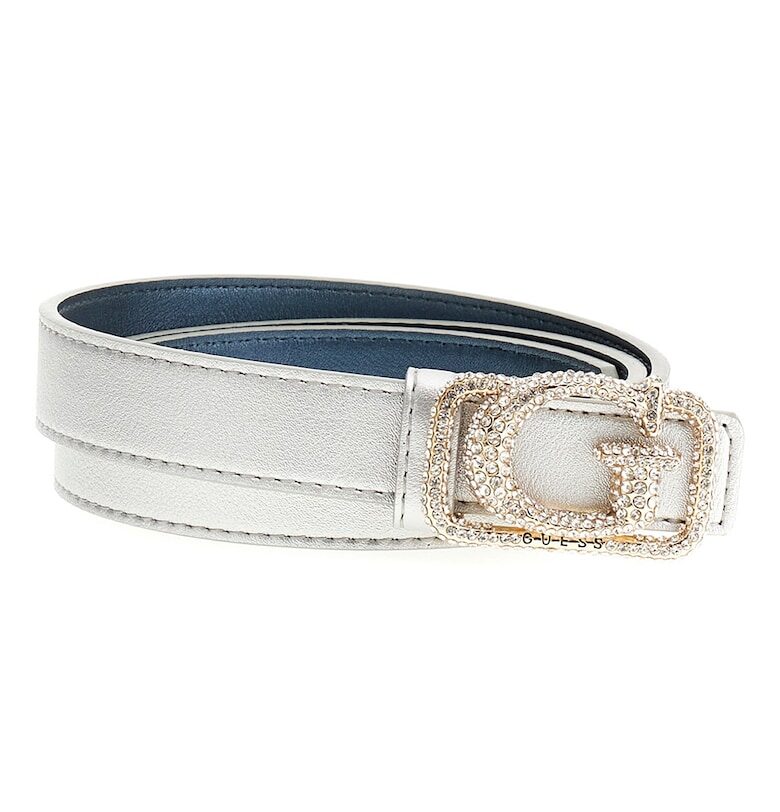 Колан от еко кожа с декоративни камъни - Светлосин GUESS