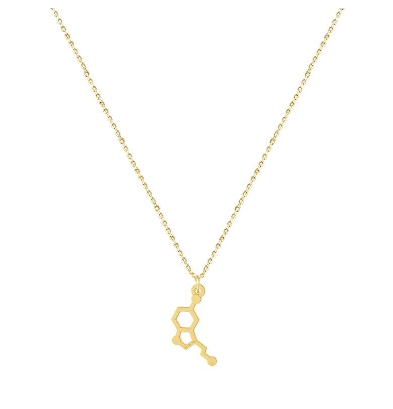 Колие Злато 585 - 14К - Молекула на серотонин - Молекула на щастието e-Crystal