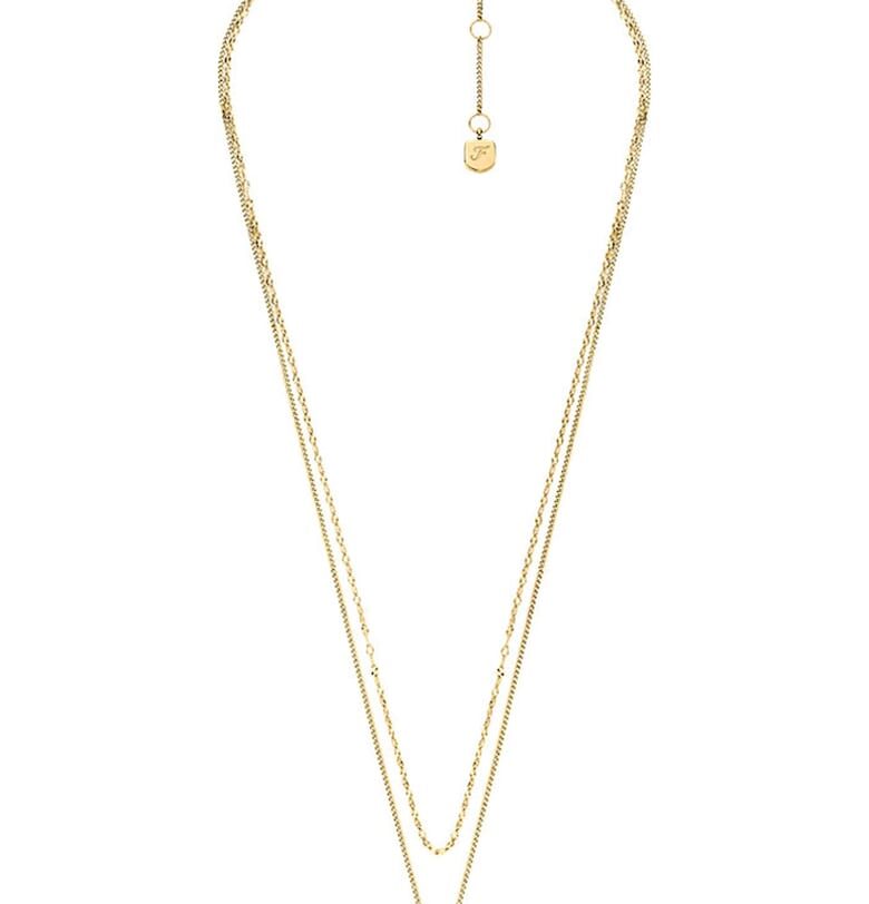 Колие от неръждаема стомана с висулка - Златист Fossil