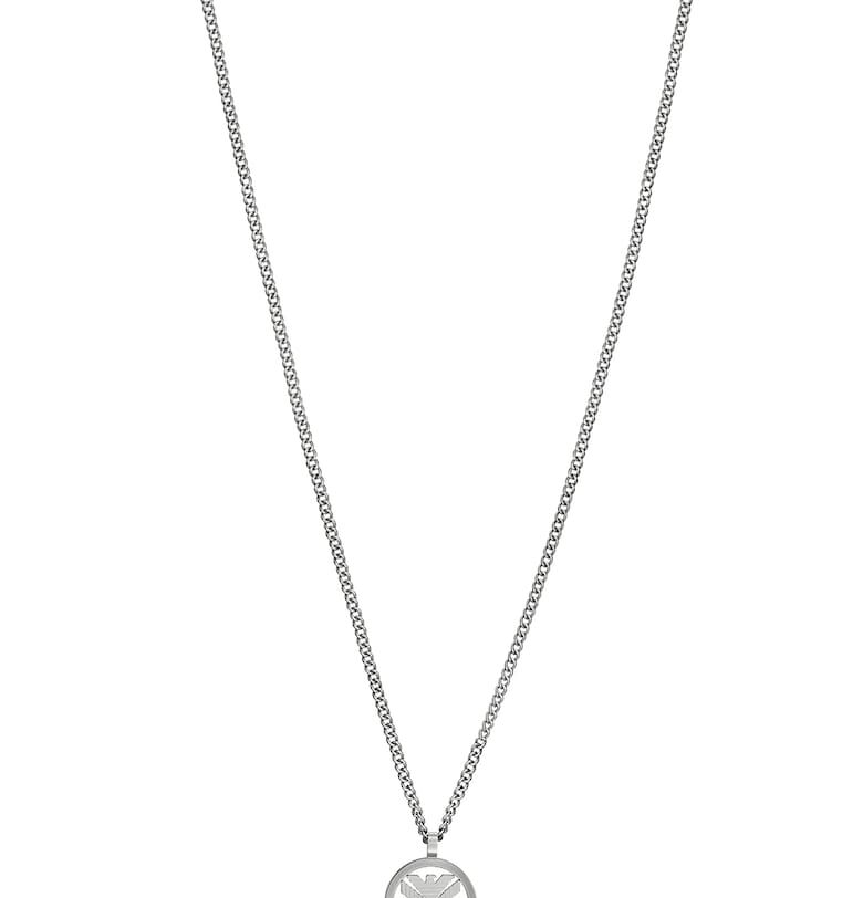 Колие от неръждаема стомана с висулка лого Emporio Armani