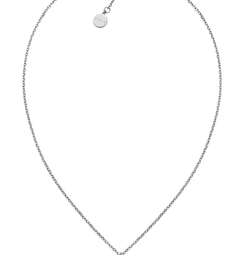 Колие от неръждаема стомана с висулка с кристал - Сребрист Furla
