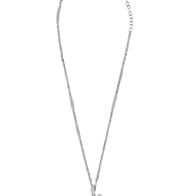 Колие от неръждаема стомана с висулка с кристали - Червен/Сребрист GUESS