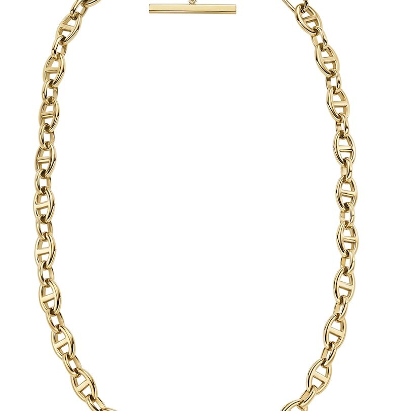 Колие от неръждаема стомана с лого - Златист Fossil