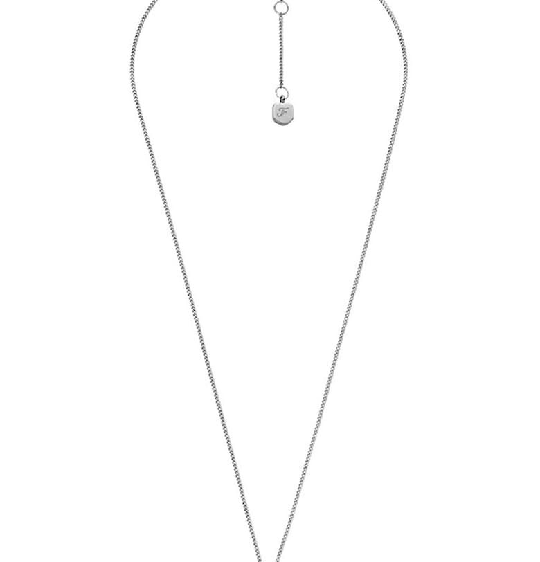 Колие от неръждаема стомана със седеф и циркони - Сребрист Fossil