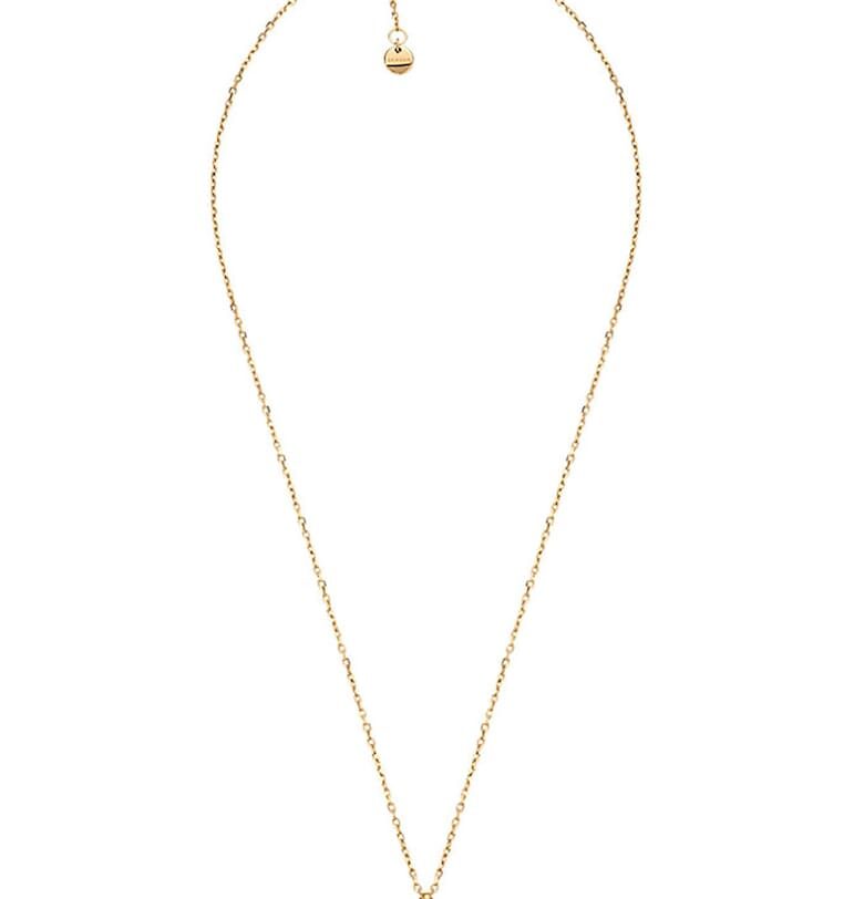 Колие от неръждаема стомана със стъклена висулка - Златист/Син Skagen