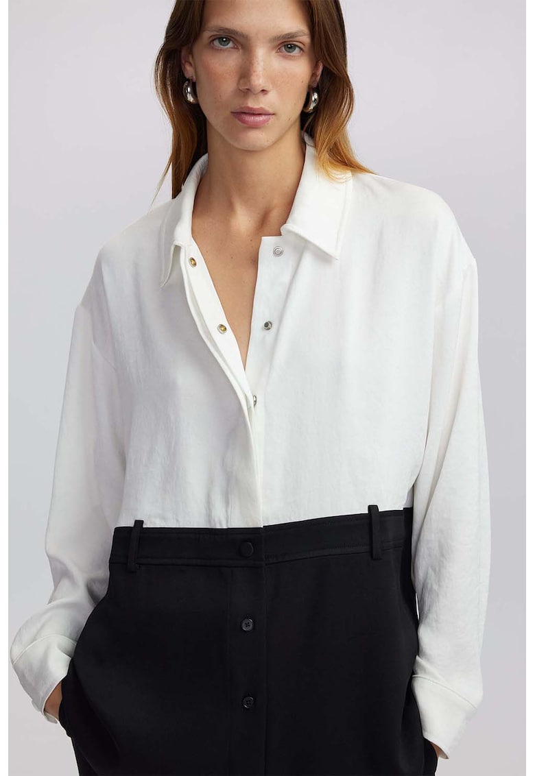Комби риза с копчета - Бял/Черен Ipekyol