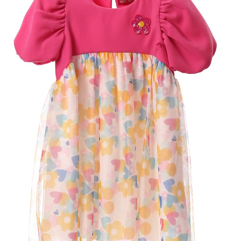 Комби рокля с бухнали ръкави - Фуксия/Синапено жълто Agatha Ruiz de la Prada