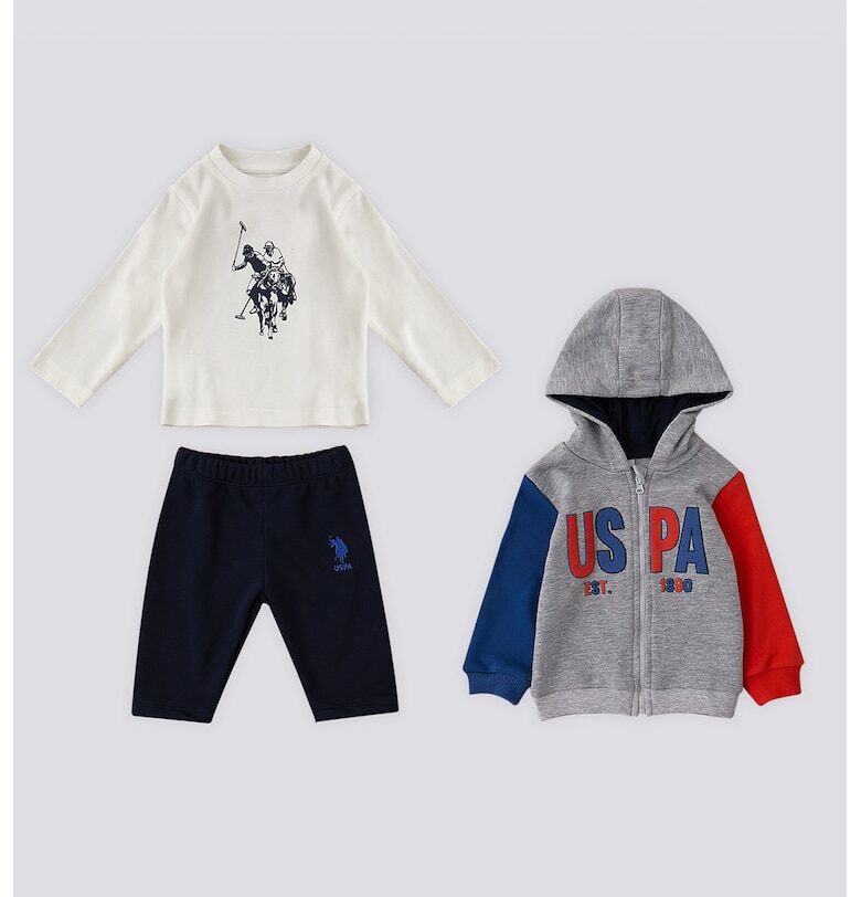 Комплект - 3 части - Червен/Сив меланж/Син US Polo Assn